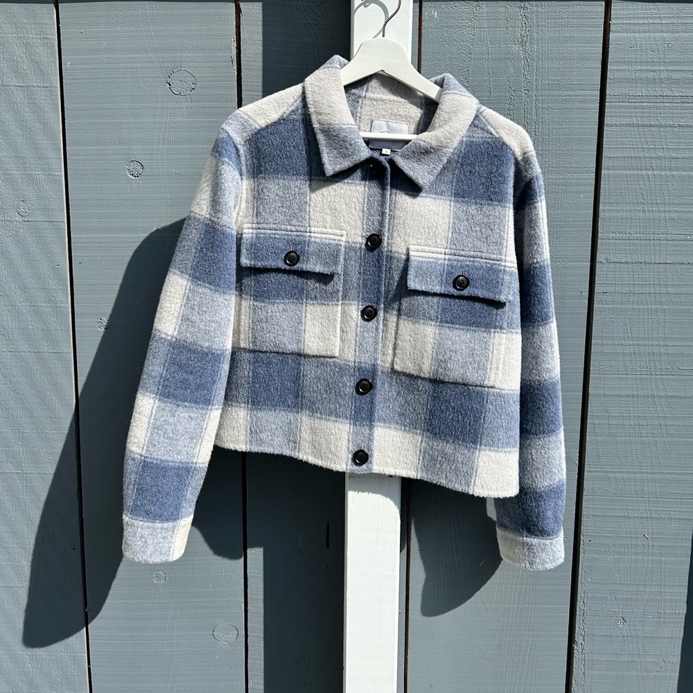 Rails Steffi Buffalo Plaid Wool Blend Trucker Jacket in Blue
